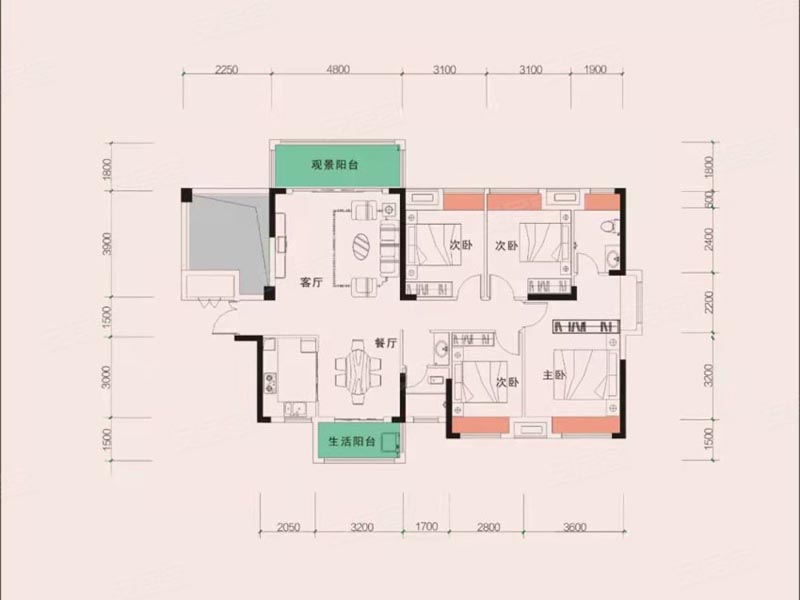 桂阳德泰宝领嘉园8栋08户型