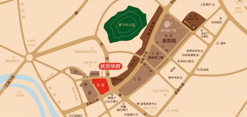 醴陵新华联广场状元华府区位图